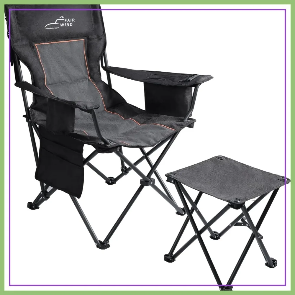 Oversized Padded Camping Chair with Footrest Stool Set Heavy Duty 300 LBS Cooler Bag - Black
Oversized Padded Camping Chair with Footrest Stool Set Heavy Duty 300 LBS Cooler Bag - Black