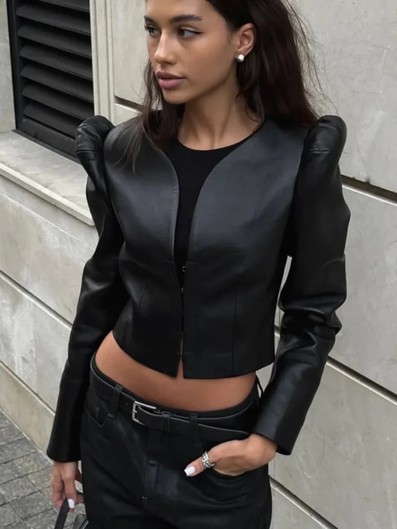 Повседневная черная плиссированная короткая куртка с пышными рукавами для женщин, шикарное пальто с V-образным вырезом и длинными рукавами, однобортное, для повседневной носки, уличный стиль
Повседневная черная плиссированная короткая куртка с пышными рукавами для женщин, шикарное пальто с V-образным вырезом и длинными рукавами, однобортное, для повседневной носки, уличный стиль