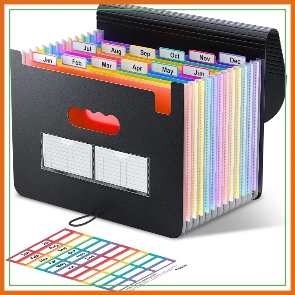 12-Pocket Expanding File Folder, Letter/A4 Size Accordion Organizer for Receipts, Bills, Taxes, School, Office, Home - Black
12-Pocket Expanding File Folder, Letter/A4 Size Accordion Organizer for Receipts, Bills, Taxes, School, Office, Home - Black