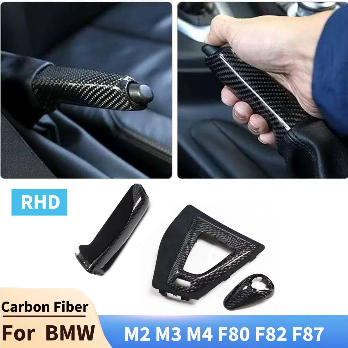 RHD for BMW M2 M3 M4 F80 F82 F87 Carbon Fiber Handbrake Interior Console Panel Gearshift Cover Interior Accessories Body kits
RHD for BMW M2 M3 M4 F80 F82 F87 Carbon Fiber Handbrake Interior Console Panel Gearshift Cover Interior Accessories Body kits