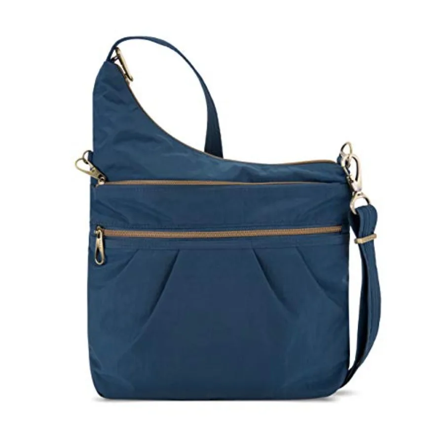 Travelon Anti-Theft Signature 3 Compartment Crossbody Bag for daily urban use, made of durable polyester, black color with slas
Travelon Anti-Theft Signature 3 Compartment Crossbody Bag for daily urban use, made of durable polyester, black color with slas