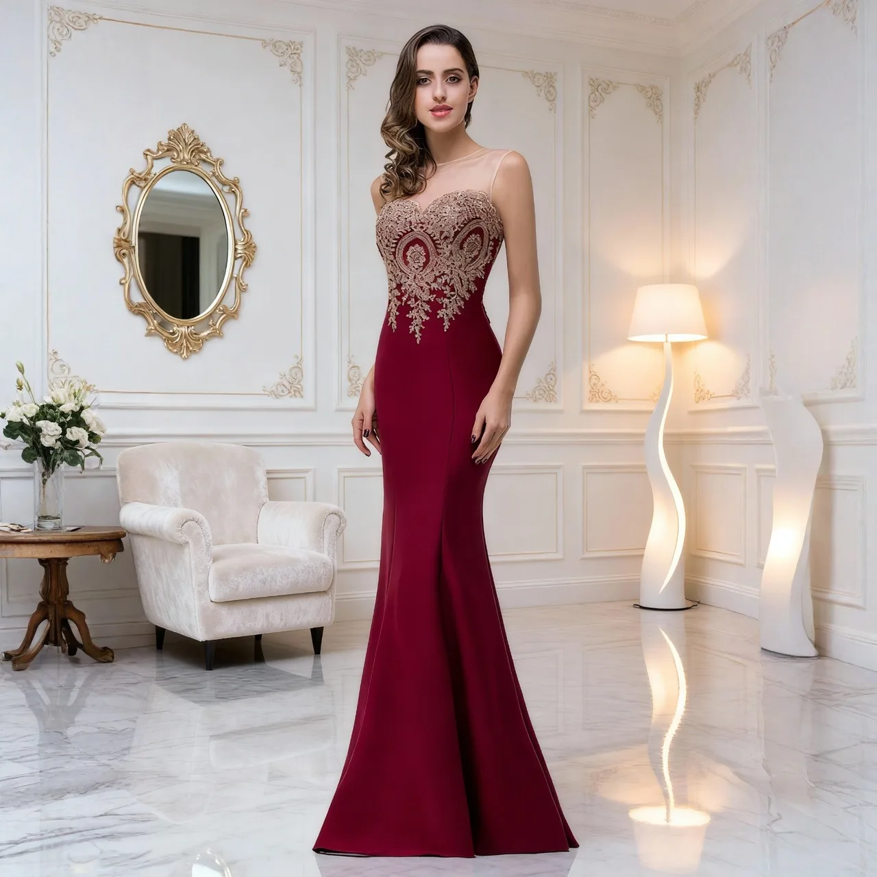 MisShow Burgundy Slim Mermaid Evening Dress Illusion Sequins Appliques Party Dress Sleeveless Empire Trumpet 2026 New
MisShow Burgundy Slim Mermaid Evening Dress Illusion Sequins Appliques Party Dress Sleeveless Empire Trumpet 2026 New