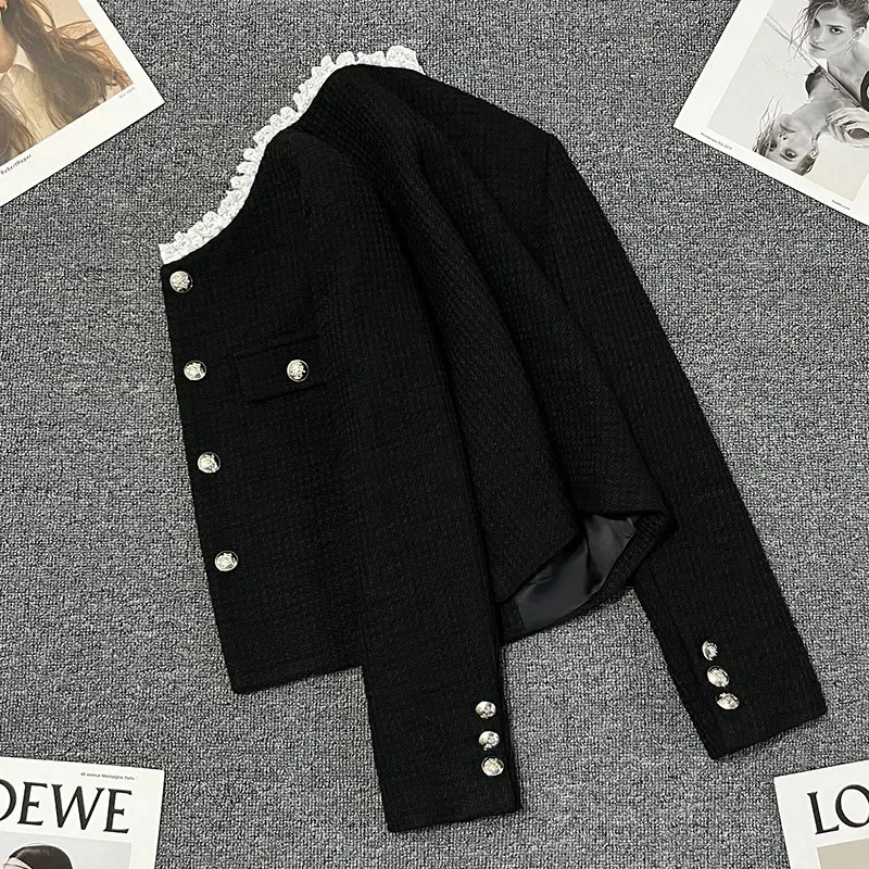 Black Lace Stand-UP Collar Small Fragrance Suit Jacket Women Spring Autumn 2025New Coat Rich Temperament Outwear Female Top Tide
Black Lace Stand-UP Collar Small Fragrance Suit Jacket Women Spring Autumn 2025New Coat Rich Temperament Outwear Female Top Tide