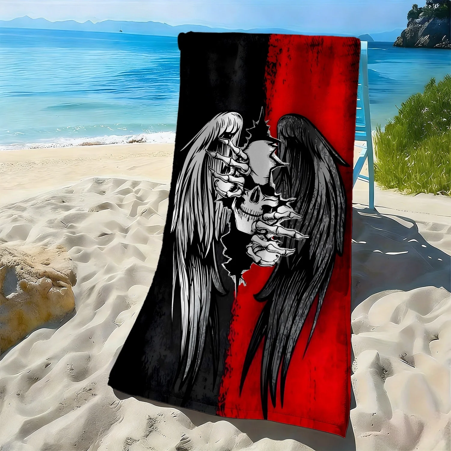 Dark style skeleton angel pattern polyester microfiber beach towel is highly absorbent, suitable for swimming and beach outings
Dark style skeleton angel pattern polyester microfiber beach towel is highly absorbent, suitable for swimming and beach outings