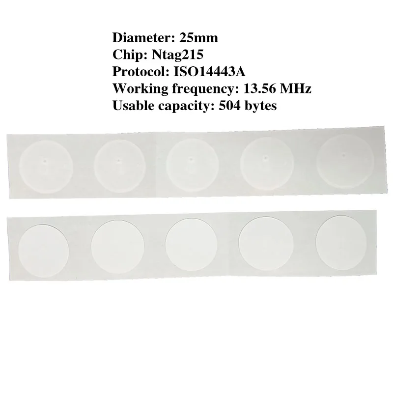 10/50/100pcs Ntag215 Self-adhesive NFC Tag Sticker 13.56MHz ISO14443A White Universal NFC215 RFID Phone Available Adhesive Label
10/50/100pcs Ntag215 Self-adhesive NFC Tag Sticker 13.56MHz ISO14443A White Universal NFC215 RFID Phone Available Adhesive Label
