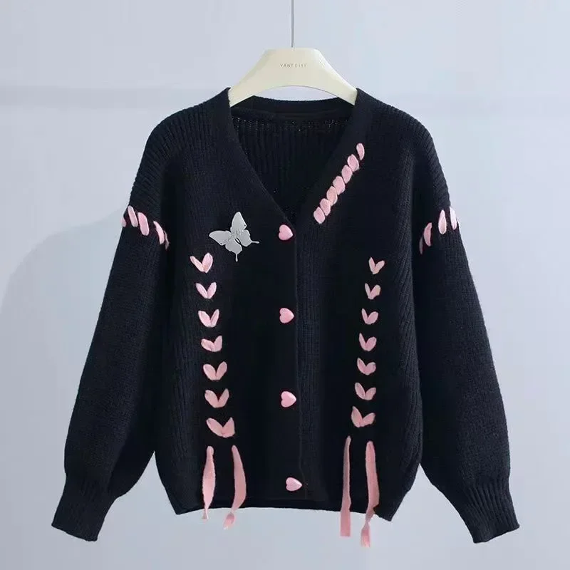 Butterfly Decoration Sweater Cardigan Women Autumn Winter Thick Knitted Cardigans Woman Korean Loose Knitwear Coat
Butterfly Decoration Sweater Cardigan Women Autumn Winter Thick Knitted Cardigans Woman Korean Loose Knitwear Coat