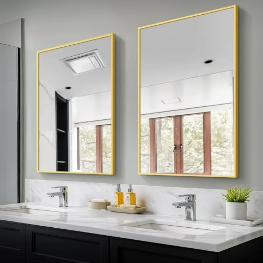 Bathroom Vanity Mirror for Wall, 2 Pack 36" x 24" Metal Framed Rectangular Bathroom Wall Mirror for Over Sink, HD Shatterproof
Bathroom Vanity Mirror for Wall, 2 Pack 36" x 24" Metal Framed Rectangular Bathroom Wall Mirror for Over Sink, HD Shatterproof