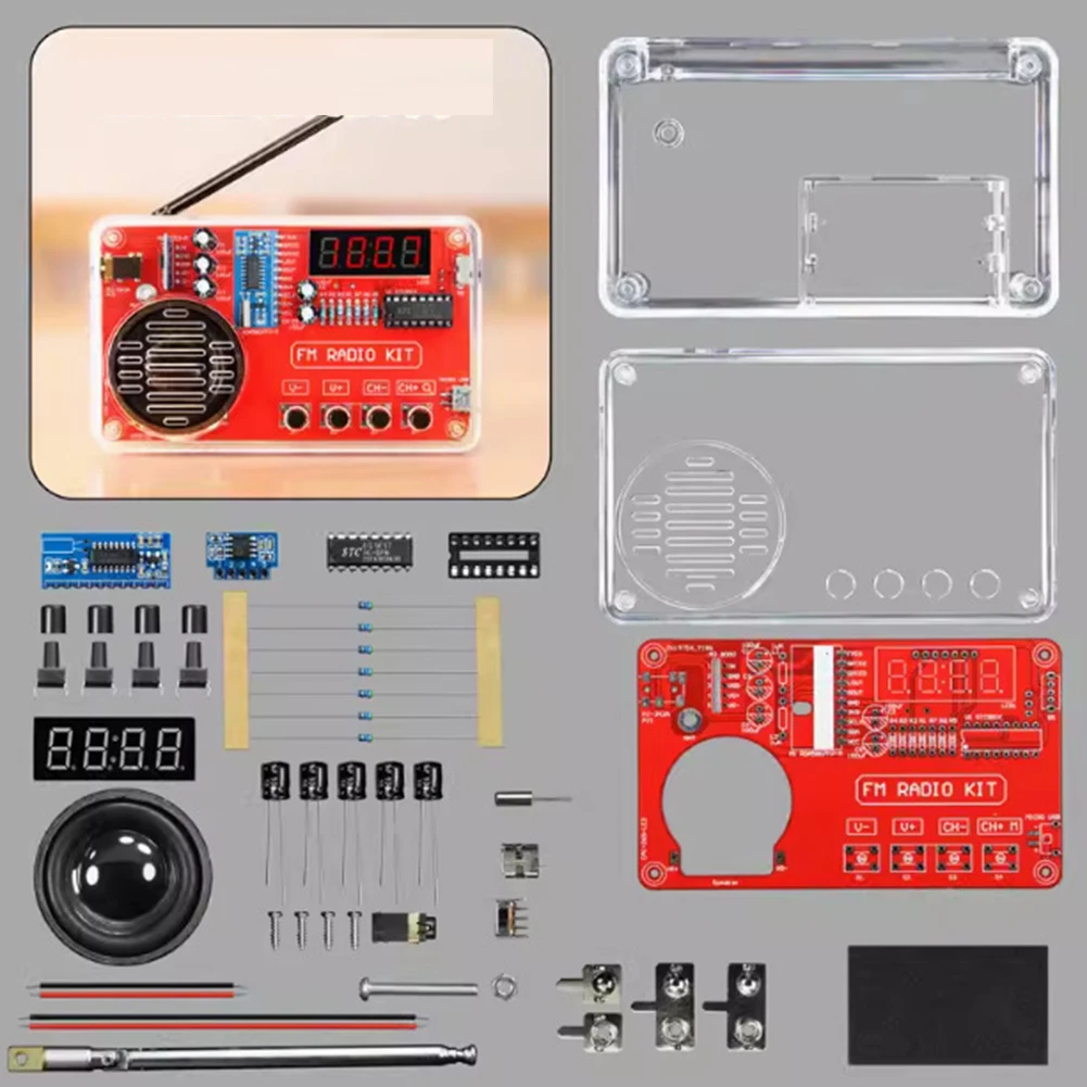 DIY Electronics Kit, FM Radio Building Kit, Circuit Board, Components, 87-108MHz Receiver, RDA5087 Chip, 3W Speaker With Antenna