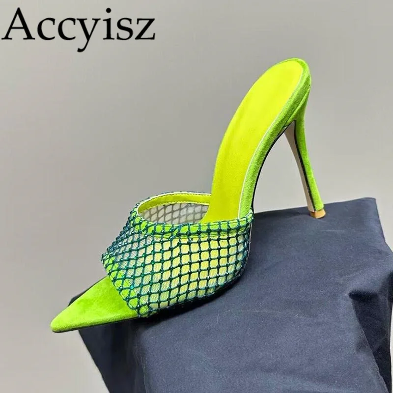 Spring Autumn Pointed Mesh Breathable Slippers Women's Shallow Mouth Crystal Decoration High Heel Sandals Sexy Party Dress Shoes
Spring Autumn Pointed Mesh Breathable Slippers Women's Shallow Mouth Crystal Decoration High Heel Sandals Sexy Party Dress Shoes