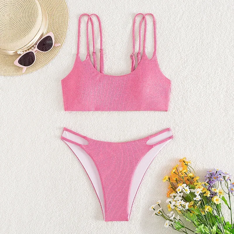 Rose Red Solid Color Swimsuit for Women,Low Waist 2 Piece Bikini,sexy Hollow Out Suspender Backless Bathing Suit Summer 2025 New
Rose Red Solid Color Swimsuit for Women,Low Waist 2 Piece Bikini,sexy Hollow Out Suspender Backless Bathing Suit Summer 2025 New