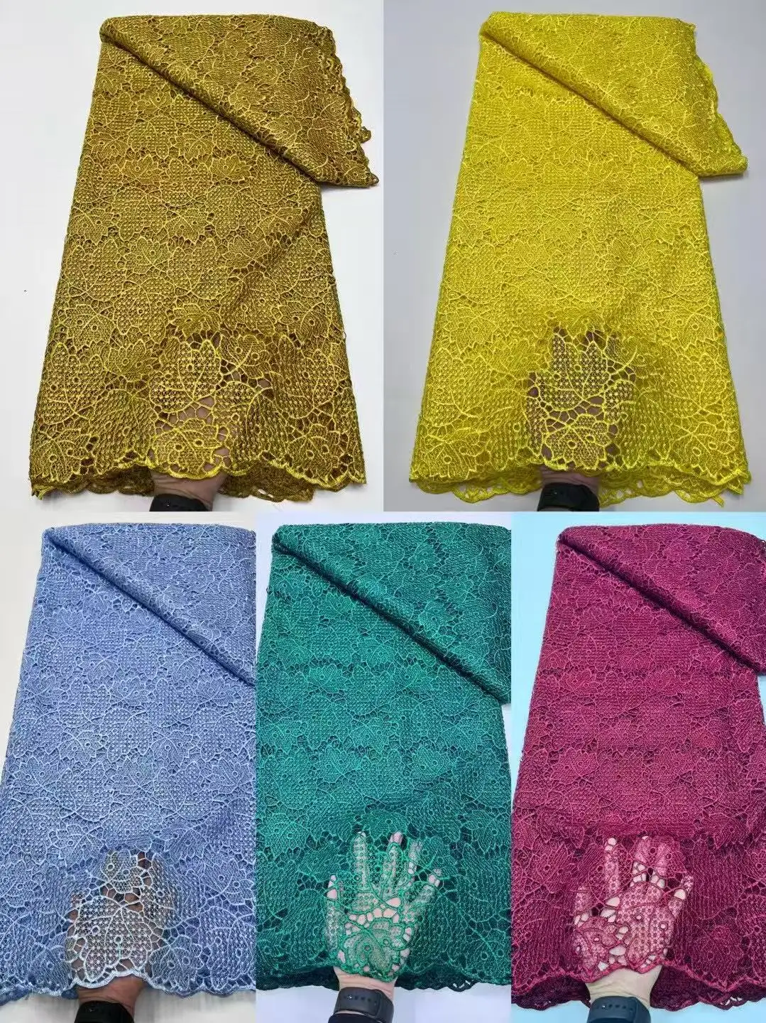 African Guipure Cord Lace Fabric with Sequins 2025 High Quality Nigerian Guipure Cord Lace for Sewing Wedding Dress
African Guipure Cord Lace Fabric with Sequins 2025 High Quality Nigerian Guipure Cord Lace for Sewing Wedding Dress