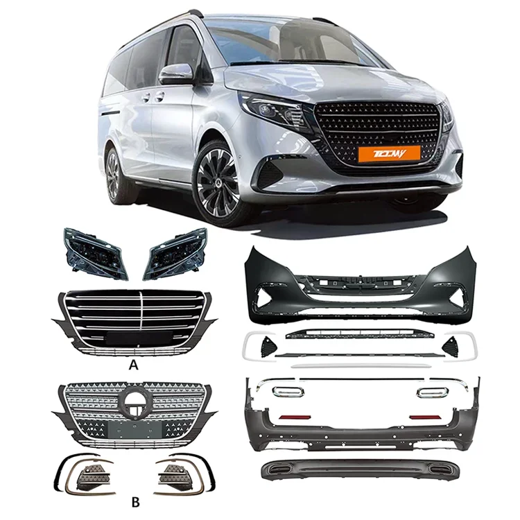 A/B Type Grille with Front and Rear Bumpers and Headlights Complete Body Kit for Mercedes Benz Vito/V Class
A/B Type Grille with Front and Rear Bumpers and Headlights Complete Body Kit for Mercedes Benz Vito/V Class