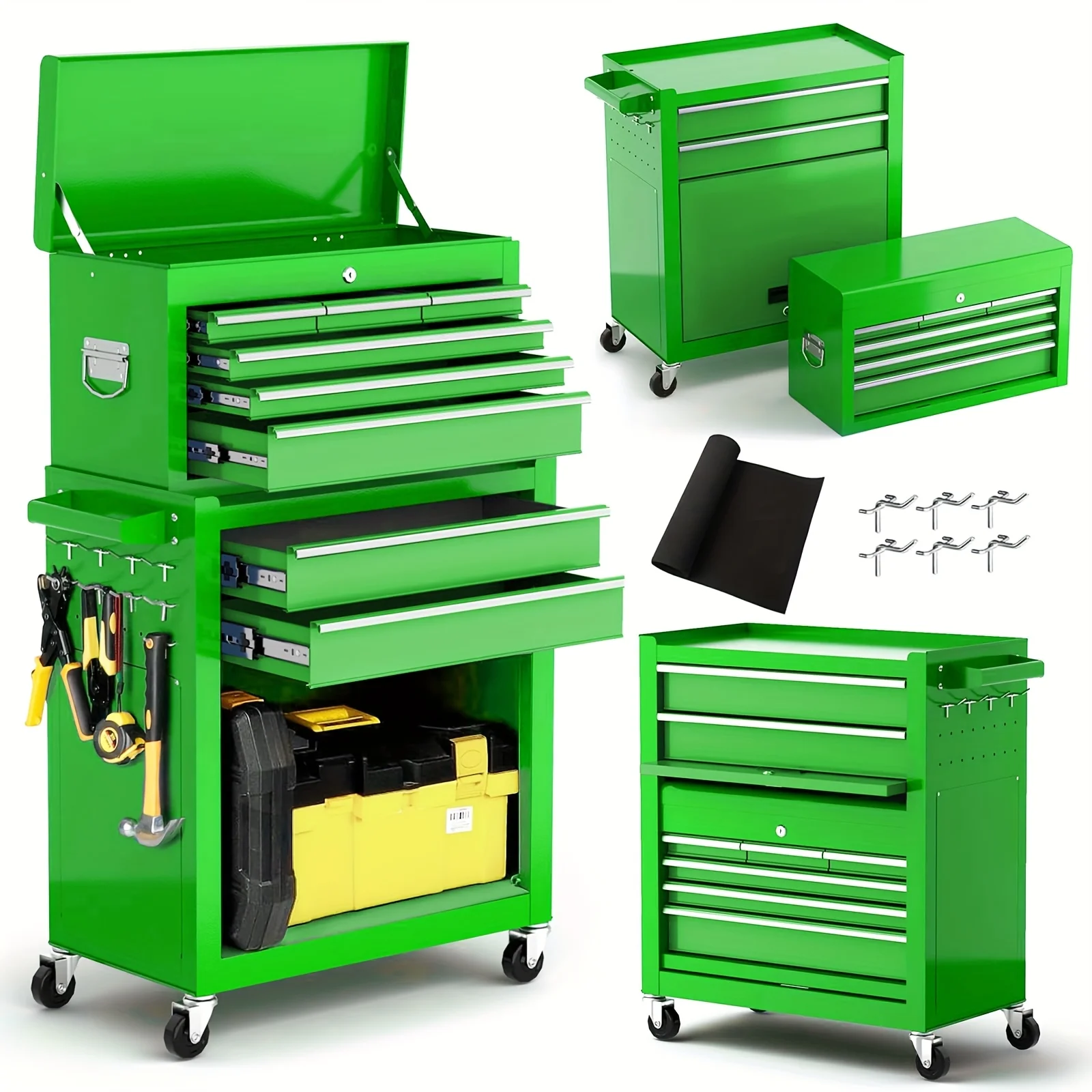 Rolling Tool Chest, 8-Drawer Tool Box Organizer with Lockable Wheels, Sliding Drawers, Detachable Top Tool Box, Tool Storage Cabinet for Garage Workshop
Rolling Tool Chest, 8-Drawer Tool Box Organizer with Lockable Wheels, Sliding Drawers, Detachable Top Tool Box, Tool Storage Cabinet for Garage Workshop
