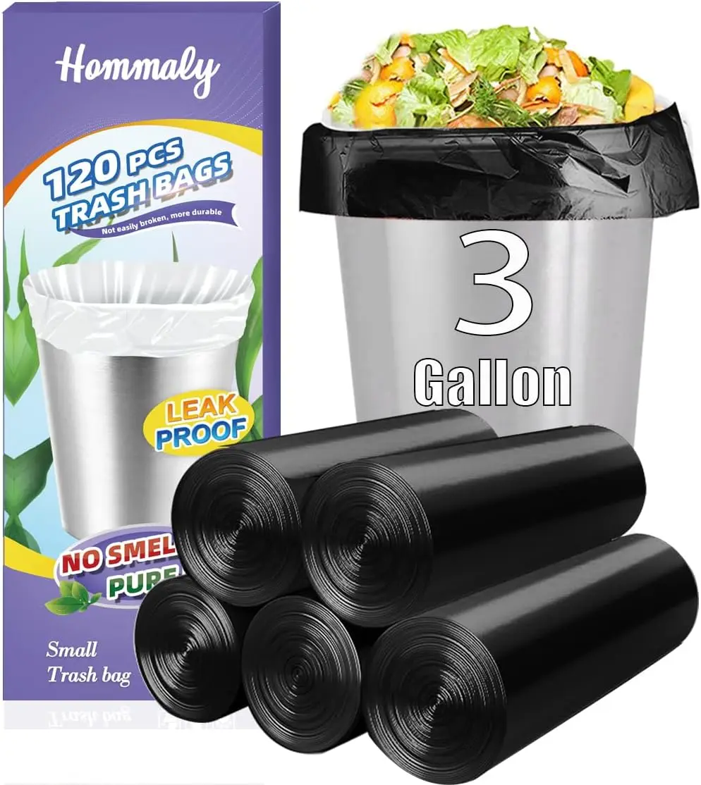 120pcs Small Black Trash Bags, 3 Gallon Strong Garbage Bags for Bathroom Office, 10-13 Liter Wastebasket Liners
120pcs Small Black Trash Bags, 3 Gallon Strong Garbage Bags for Bathroom Office, 10-13 Liter Wastebasket Liners