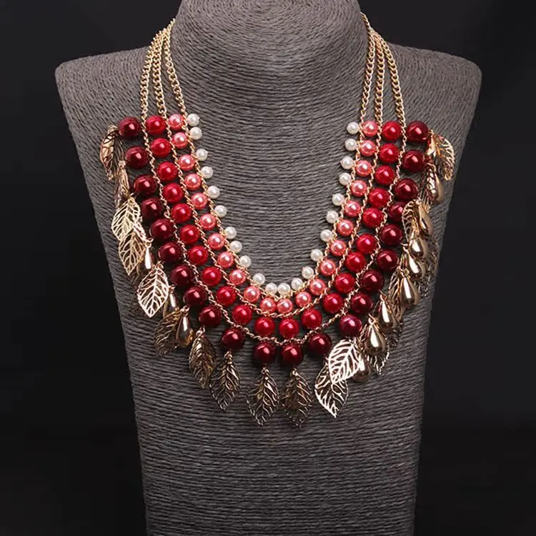 DIY accessories 2015 European and American popular 5-color pearl leaves multi-layer fringed short necklace fashionable exaggerat
DIY accessories 2015 European and American popular 5-color pearl leaves multi-layer fringed short necklace fashionable exaggerat