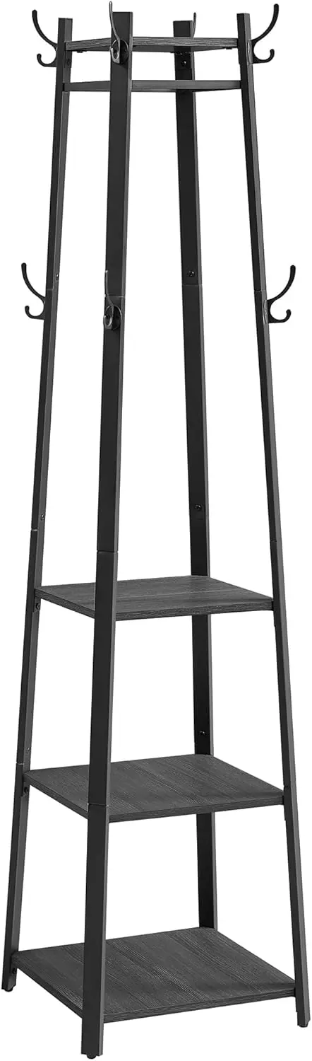 Industrial Coat Rack with 3 Shelves and Hooks, Free Standing Hall Tree for Entryway, Living Room Storage in Charcoal Gray
Industrial Coat Rack with 3 Shelves and Hooks, Free Standing Hall Tree for Entryway, Living Room Storage in Charcoal Gray