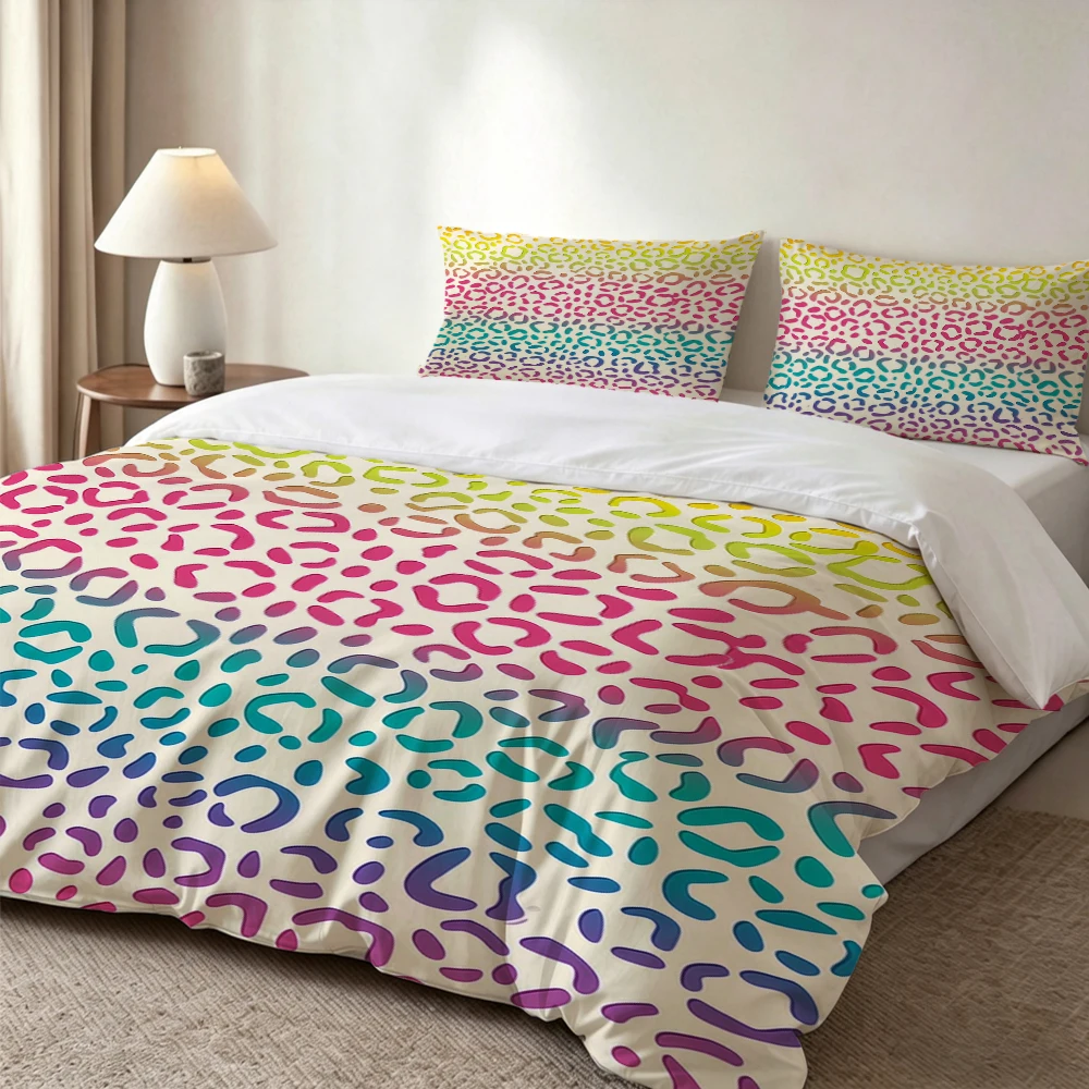 High-Definition Digital Printed Bedding Set, Rainbow Gradient Abstract Leopard Print Art Pattern Duvet Cover Set, Large Patterned Duvet Cover Set, Includes 1 Duvet Cover + 2 Pillowcases, Suitable for Bedroom, Guest Room, Home Decoration, Polyester Fiber D
High-Definition Digital Printed Bedding Set, Rainbow Gradient Abstract Leopard Print Art Pattern Duvet Cover Set, Large Patterned Duvet Cover Set, Includes 1 Duvet Cover + 2 Pillowcases, Suitable for Bedroom, Guest Room, Home Decoration, Polyester Fiber D