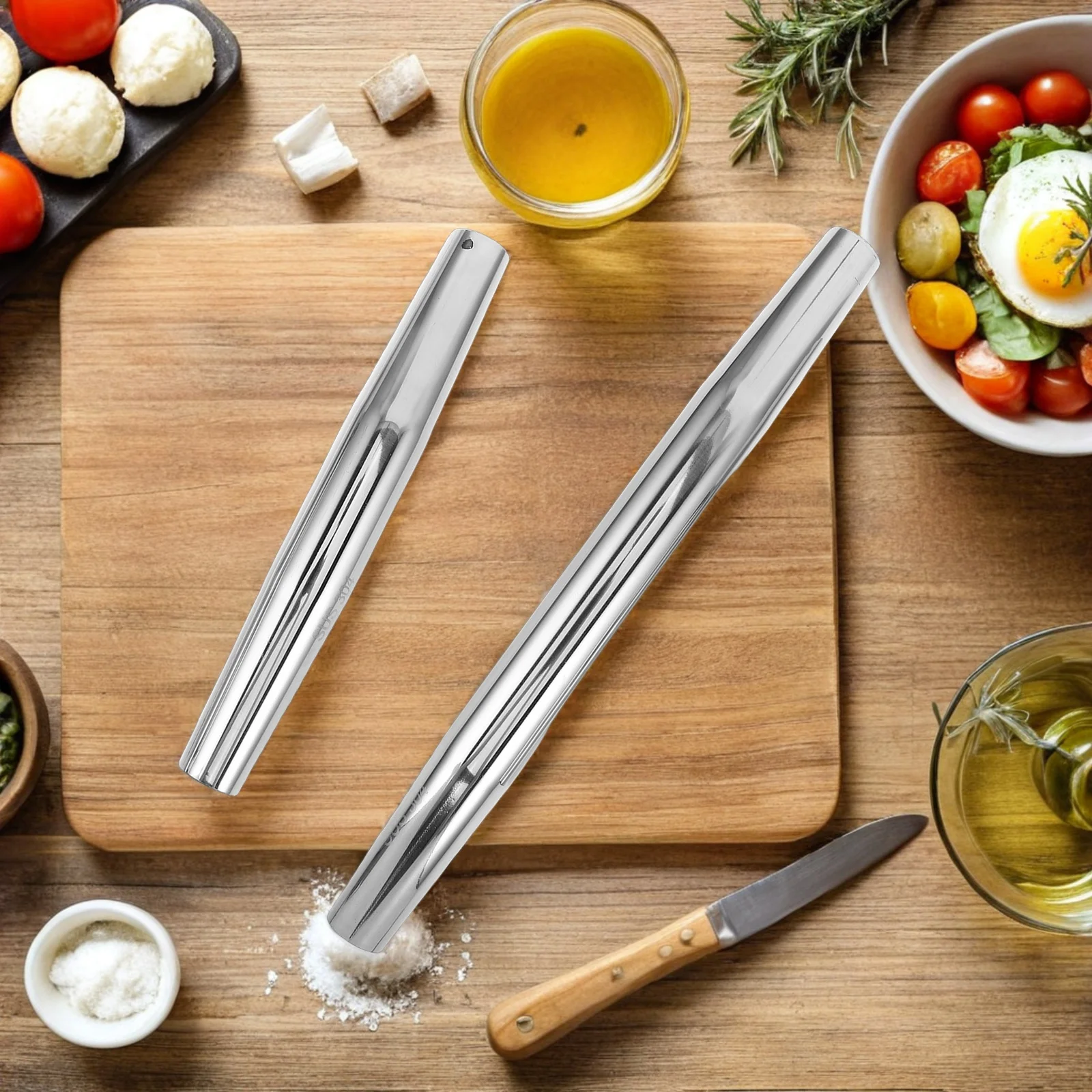2pcs Stainless Steel Rolling Pin 304 Metal Dough Roller For Baking Pizza Cookies Pastry Bread Non Stick Kitchen Tool
2pcs Stainless Steel Rolling Pin 304 Metal Dough Roller For Baking Pizza Cookies Pastry Bread Non Stick Kitchen Tool