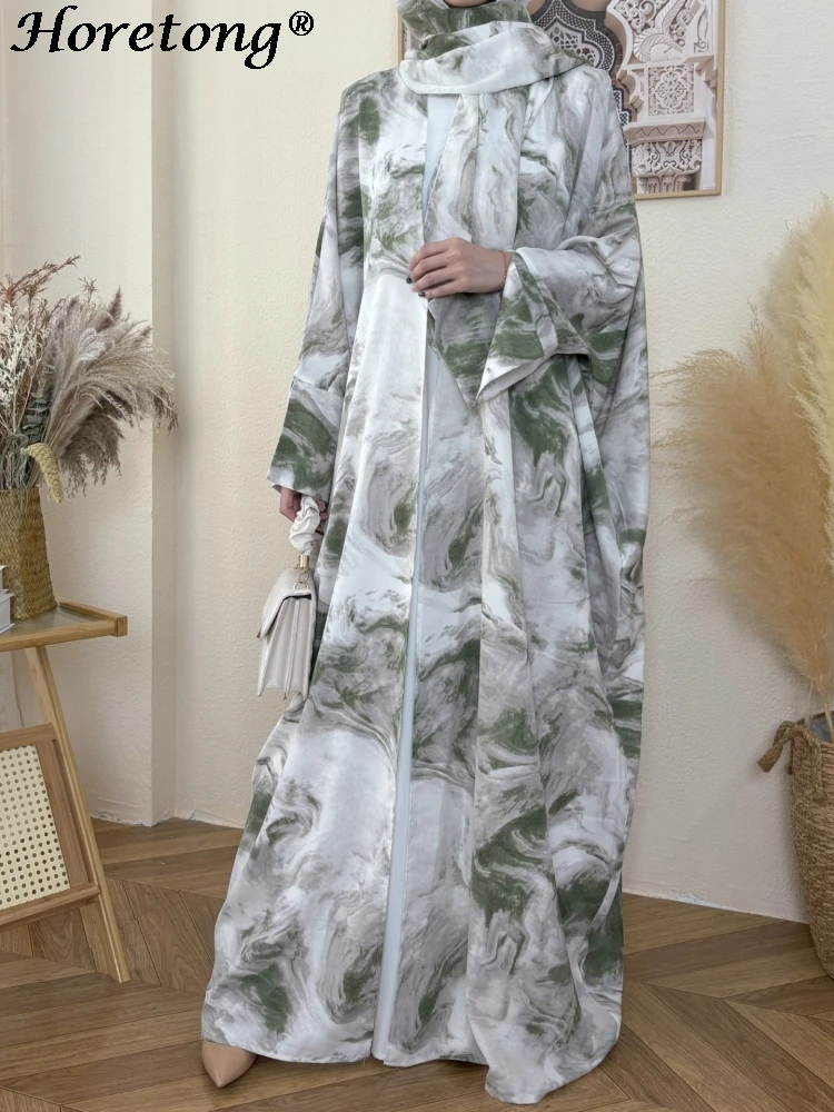 Horetong Women Ink Marble Print Robe 2026 Muslim Abaya Chiffon Open Front Long Sleeve Loose Comfort Modest Islamic Maxi Robe
Horetong Women Ink Marble Print Robe 2026 Muslim Abaya Chiffon Open Front Long Sleeve Loose Comfort Modest Islamic Maxi Robe
