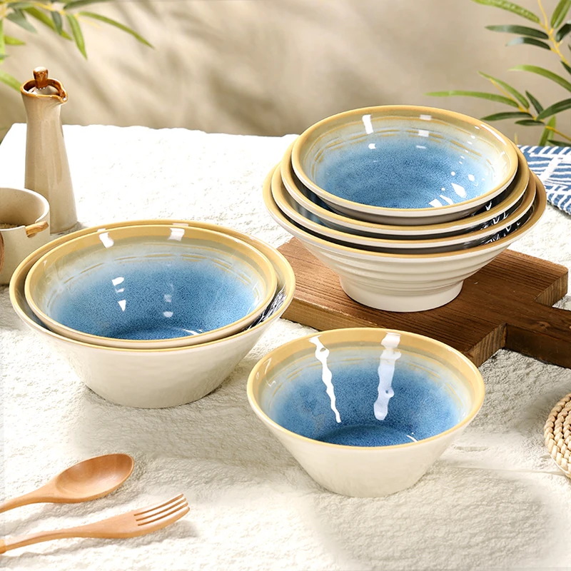 Commercially Use Melamine Dinnerware Noodle Bowls for Restaurant Soup Noodles Luxury Style Gold Rimmed Imitation Porcelain Bowls
Commercially Use Melamine Dinnerware Noodle Bowls for Restaurant Soup Noodles Luxury Style Gold Rimmed Imitation Porcelain Bowls