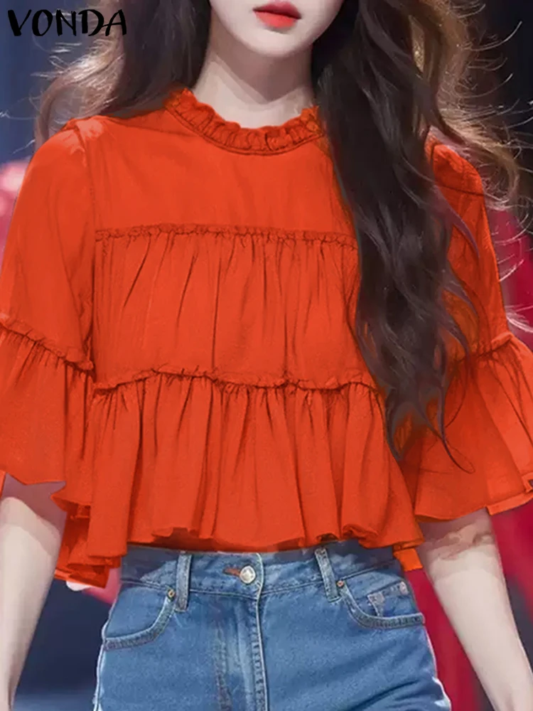 VONDA Women Ruffled Tops 2025 Casual Flare Sleeve Blouse Bohemian Blusas Solid Color Shirts Elegent Female Summer Tunic Oversize
VONDA Women Ruffled Tops 2025 Casual Flare Sleeve Blouse Bohemian Blusas Solid Color Shirts Elegent Female Summer Tunic Oversize