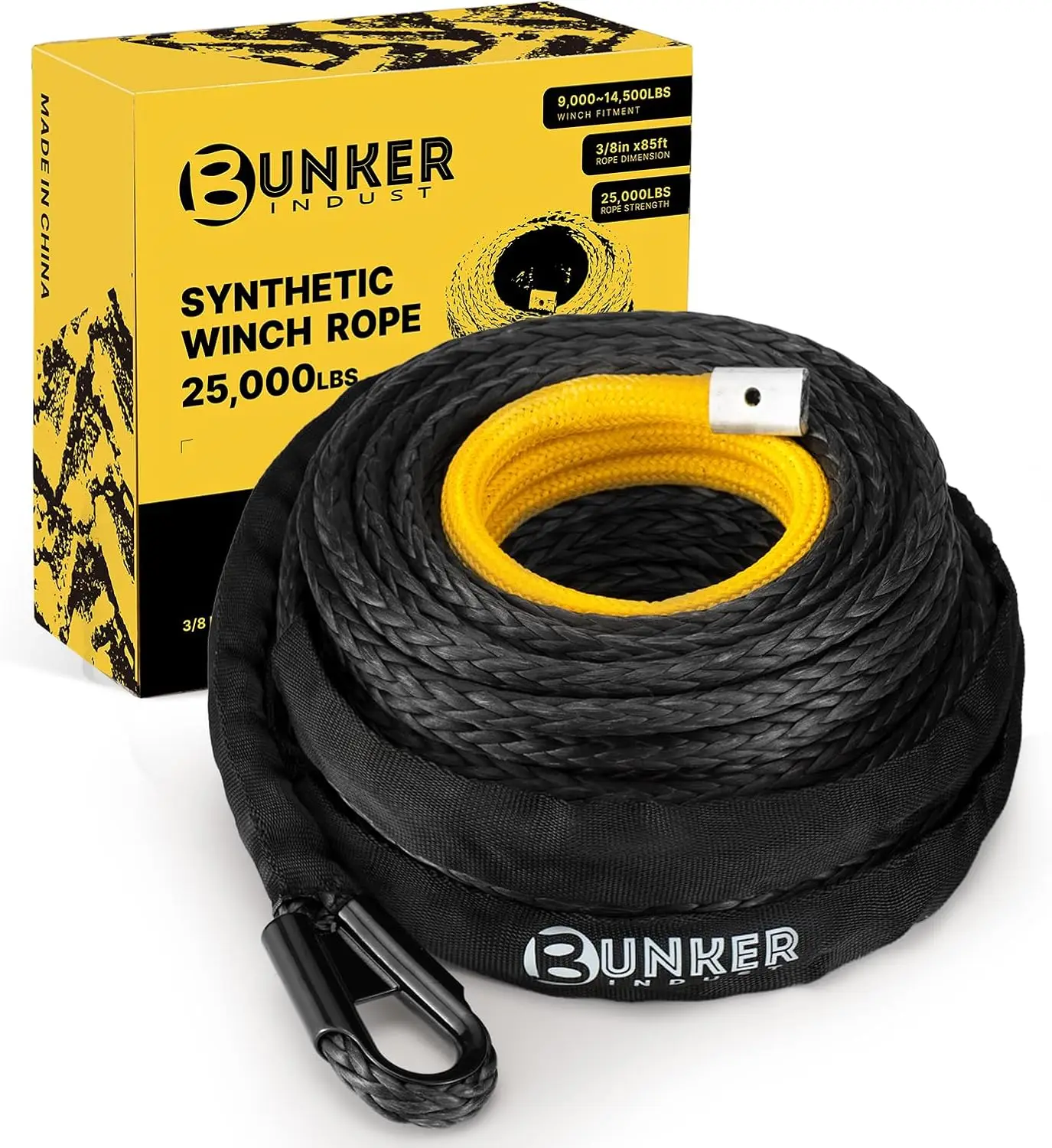 Synthetic Winch Rope 3/8" x 85' 25000 lbs Replacement with Protective Sleeve for ATV UTV SUV Truck
Synthetic Winch Rope 3/8" x 85' 25000 lbs Replacement with Protective Sleeve for ATV UTV SUV Truck
