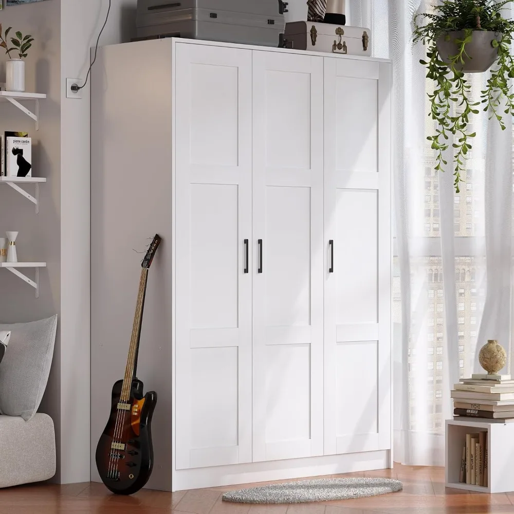 3 Doors Wooden Wardrobe Closet Armoire, White Storage for Hanging Clothes, Bedroom Large Capacity Freestanding Armoire,W
3 Doors Wooden Wardrobe Closet Armoire, White Storage for Hanging Clothes, Bedroom Large Capacity Freestanding Armoire,W
