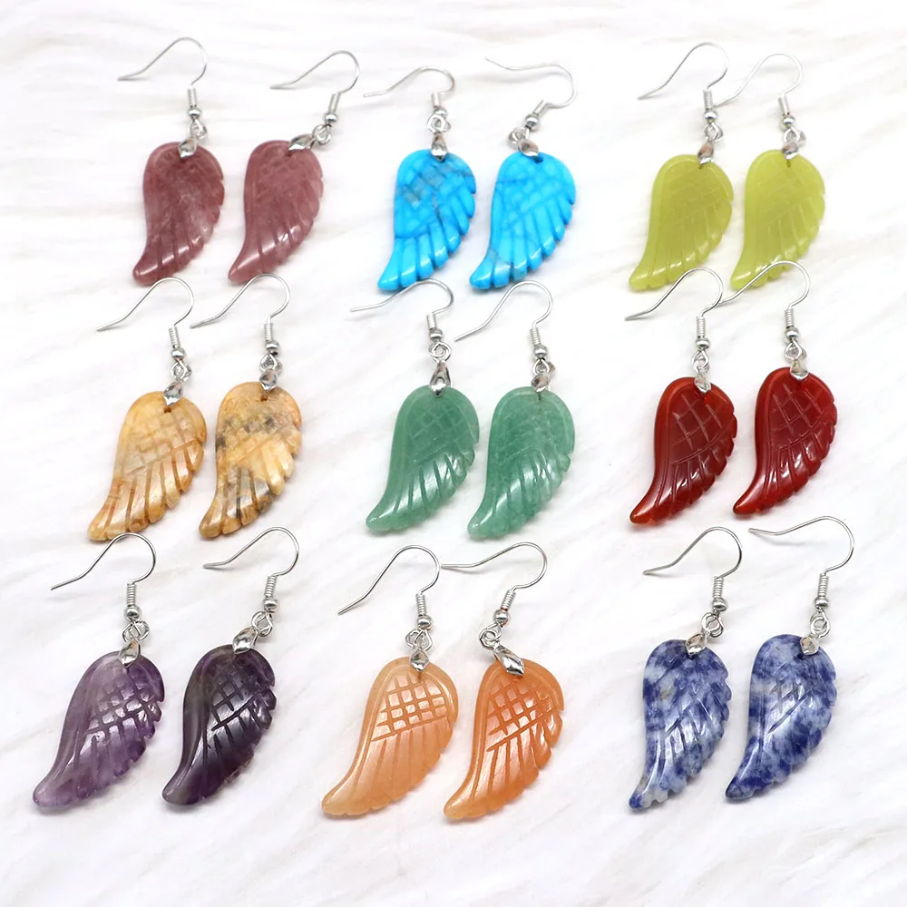 Angel Wing Earrings Natural Stone Amethyst Rose Quartz Crystal Reiki Healing Gem Women Fashion Party Jewelry Love Gift Wholesale
Angel Wing Earrings Natural Stone Amethyst Rose Quartz Crystal Reiki Healing Gem Women Fashion Party Jewelry Love Gift Wholesale