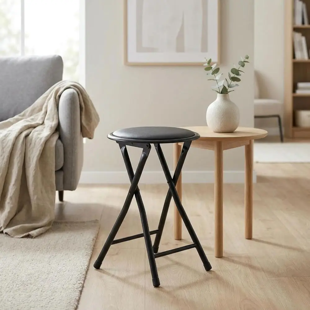 18" olding Stool, Portable Round Padded Seat, BacklCollapsible Metal Stool, Compact Extra Seating or Indoor Outdoor
18" olding Stool, Portable Round Padded Seat, BacklCollapsible Metal Stool, Compact Extra Seating or Indoor Outdoor