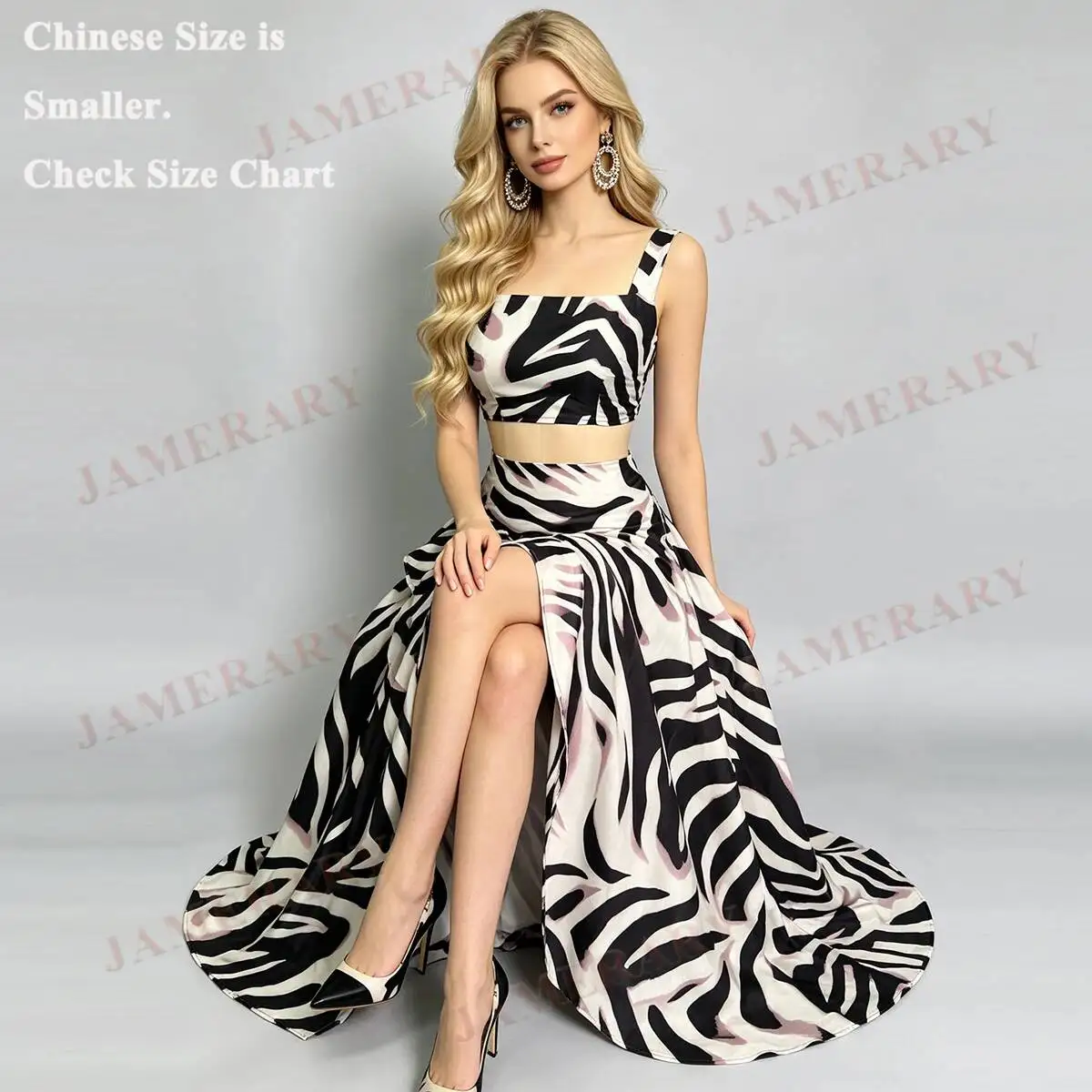Zebra Print Camisole Top + Ruffle Maxi Skirt Two-piece Set Women Beach Holiday Vacation Summer Long Dress Bohemia
Zebra Print Camisole Top + Ruffle Maxi Skirt Two-piece Set Women Beach Holiday Vacation Summer Long Dress Bohemia