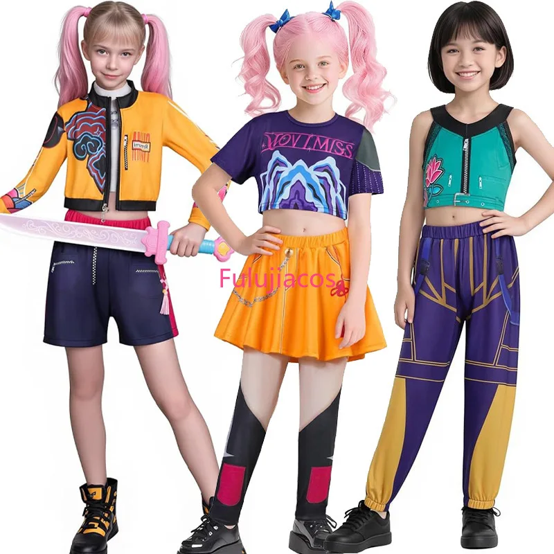 anime Kpop Demon Hunter Cosplay Rumi Zoey Mira Cosplay Full Suit Kids Girls Style Kids Stage Performance Clothes Halloween
anime Kpop Demon Hunter Cosplay Rumi Zoey Mira Cosplay Full Suit Kids Girls Style Kids Stage Performance Clothes Halloween