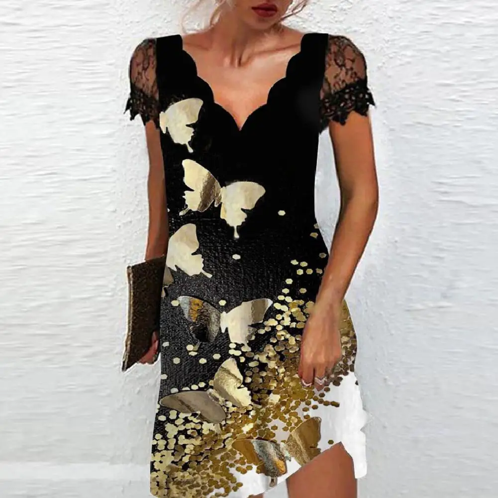 Women Dress Elegant Lace Patchwork Floral Print V Neck A-line Mini Dress for Women for Summer Parties Dates Office Wear Women
Women Dress Elegant Lace Patchwork Floral Print V Neck A-line Mini Dress for Women for Summer Parties Dates Office Wear Women