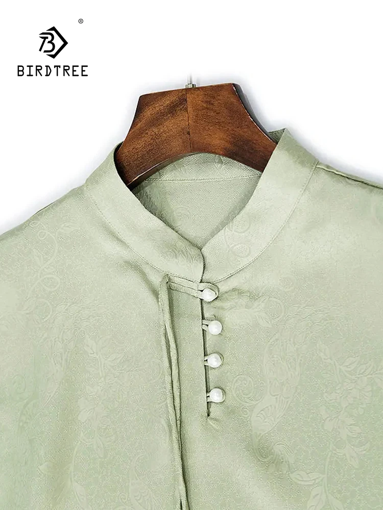 BirdTree Women Stand Collar Half Sleeve Flower Print,Elegant Retro Blouses,Real Silk Tassels T-Shirt,2024 Spring Top T41625QC
BirdTree Women Stand Collar Half Sleeve Flower Print,Elegant Retro Blouses,Real Silk Tassels T-Shirt,2024 Spring Top T41625QC