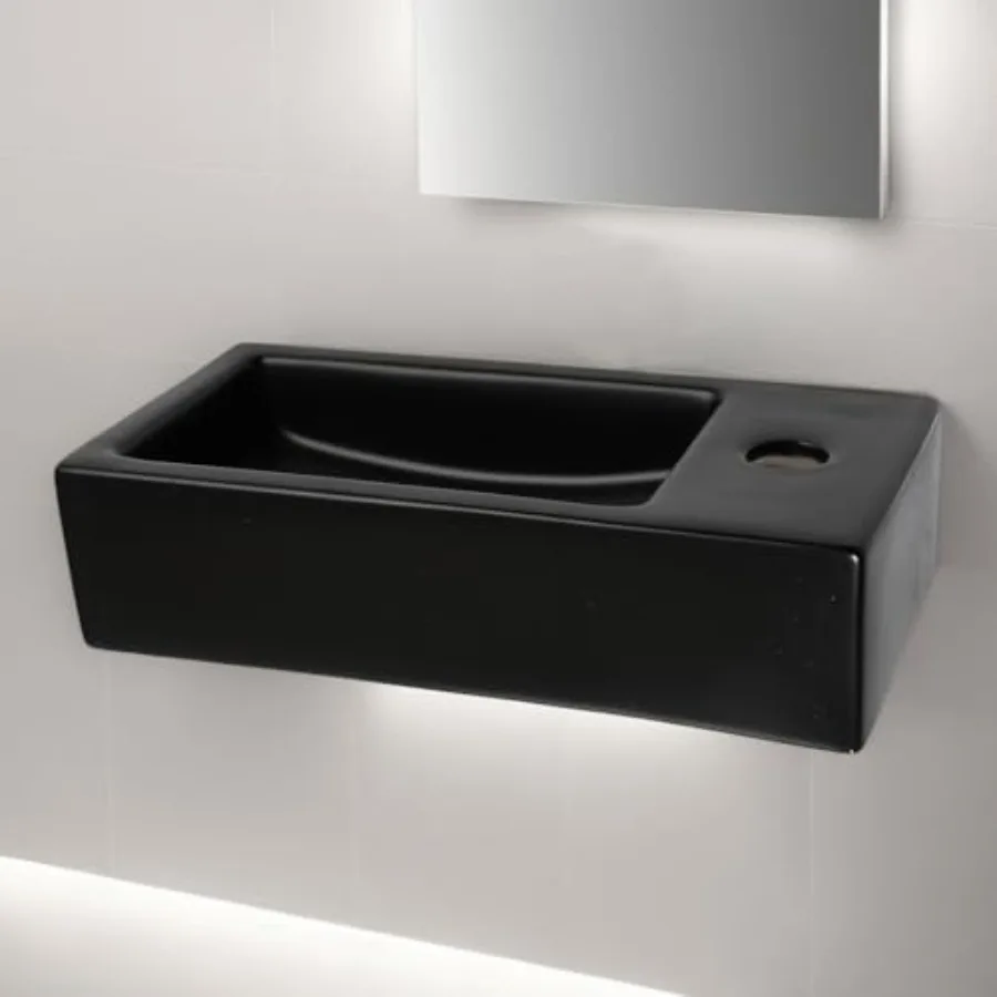 Floating Vessel Sink Wall Mount 15x7 inch Black Small Bathroom Sinks Rectangular Ceramic Basin Porcelain Bowl Sinks for Narrow
Floating Vessel Sink Wall Mount 15x7 inch Black Small Bathroom Sinks Rectangular Ceramic Basin Porcelain Bowl Sinks for Narrow