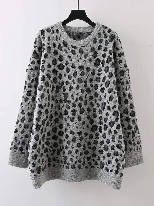Retro Lazy Style Thickened Knitted Leopard Print Women's Overhead Sweater Autumn Winter Loose Fit Fashionable Warm Top
Retro Lazy Style Thickened Knitted Leopard Print Women's Overhead Sweater Autumn Winter Loose Fit Fashionable Warm Top