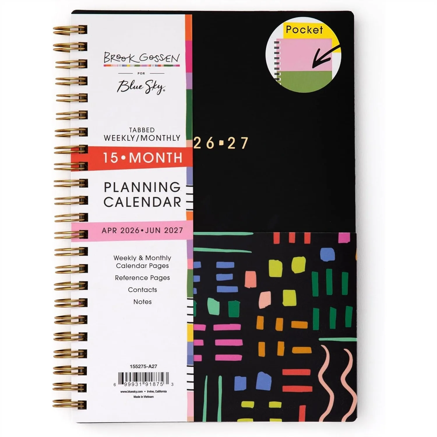 15-Month Academic Year Planner Apr 2026-Jun 2027 with Zip Pouch, Wirebound, Laminated Tabs, Rainbow City
15-Month Academic Year Planner Apr 2026-Jun 2027 with Zip Pouch, Wirebound, Laminated Tabs, Rainbow City