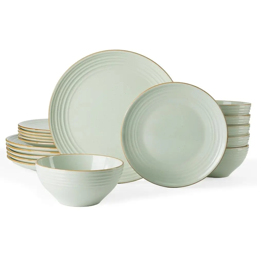Jupiter 18-Piece Stoneware Dinnerware Sets or 6 – Handcrated Plates and Bowls with Speckles & Emed Swirls, Chip & Scratch Resist
Jupiter 18-Piece Stoneware Dinnerware Sets or 6 – Handcrated Plates and Bowls with Speckles & Emed Swirls, Chip & Scratch Resist