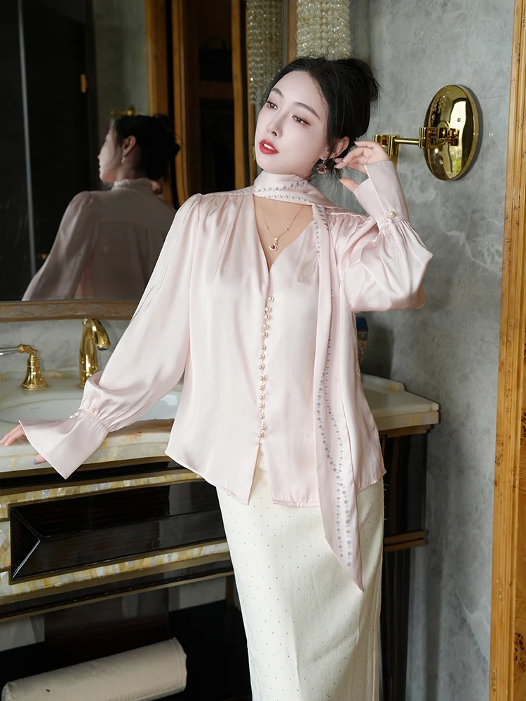 Elegant Pearl Satin Long Sleeve Shirt Versatile Half Skirt Autumn Fashion Set ReVe High-Definition Pearl Print Polyester Blend
Elegant Pearl Satin Long Sleeve Shirt Versatile Half Skirt Autumn Fashion Set ReVe High-Definition Pearl Print Polyester Blend