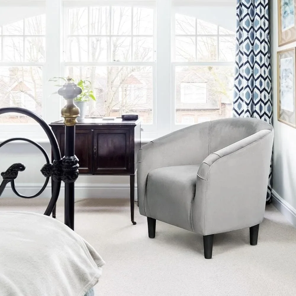 Living Room Chair, Velvet Accent Chair, Upholstered Barrel , Sitting Chair with Armrest and Low Back for Living Room , Gray
Living Room Chair, Velvet Accent Chair, Upholstered Barrel , Sitting Chair with Armrest and Low Back for Living Room , Gray