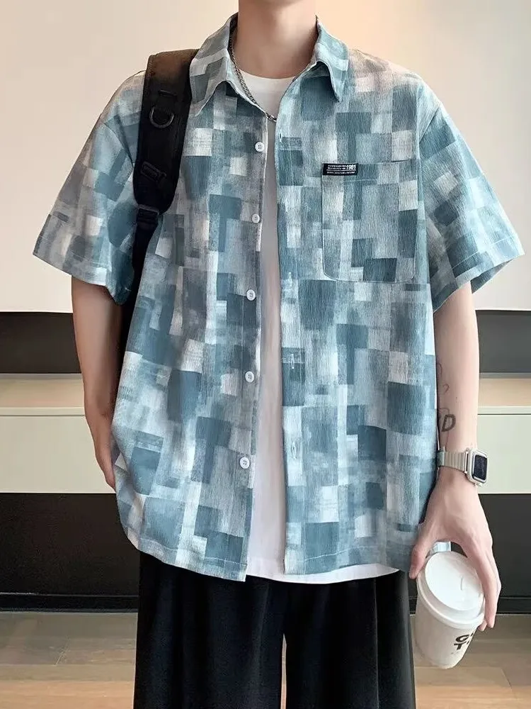 Retro American Plaid Short Sleeve Ice Silk Shirt Loose Thin Men's Outerwear Casual Style Polyester Fiber Summer New Arrivals
Retro American Plaid Short Sleeve Ice Silk Shirt Loose Thin Men's Outerwear Casual Style Polyester Fiber Summer New Arrivals