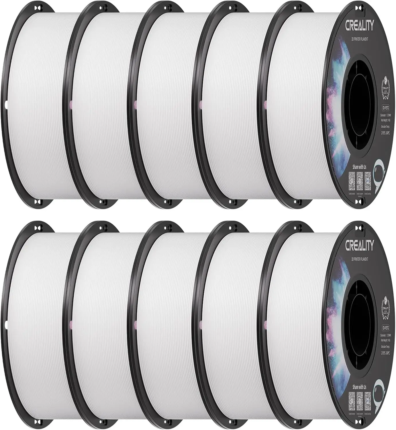 PETG 3D Printer Filament 1.75mm White 10kg (10 Spools) - Tough & Glossy
PETG 3D Printer Filament 1.75mm White 10kg (10 Spools) - Tough & Glossy