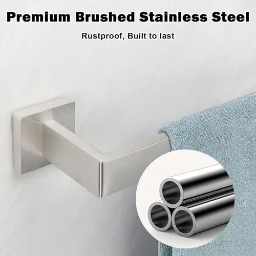 16 Inch Premium Brushed Stainless Steel Wall Mount Square Towel Bar For Bathroom Rustproof Durable Hardware
16 Inch Premium Brushed Stainless Steel Wall Mount Square Towel Bar For Bathroom Rustproof Durable Hardware