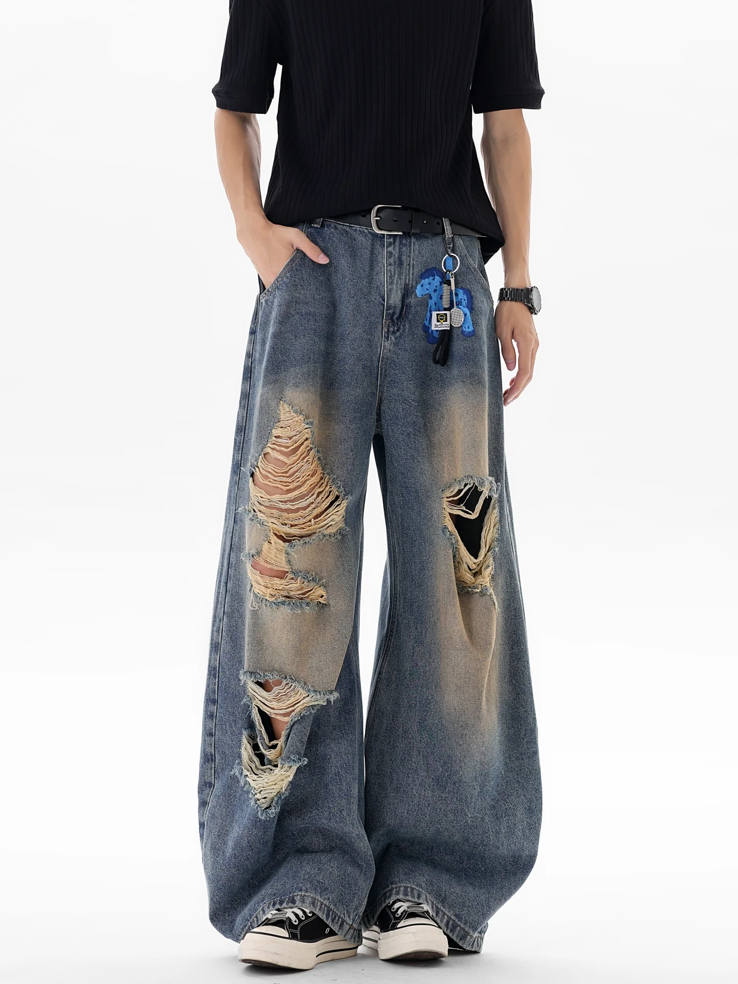American High Street Style Men's Jeans Vintage Washed Wide Leg Street Style Loose Fit Floor-Length Trousers
American High Street Style Men's Jeans Vintage Washed Wide Leg Street Style Loose Fit Floor-Length Trousers