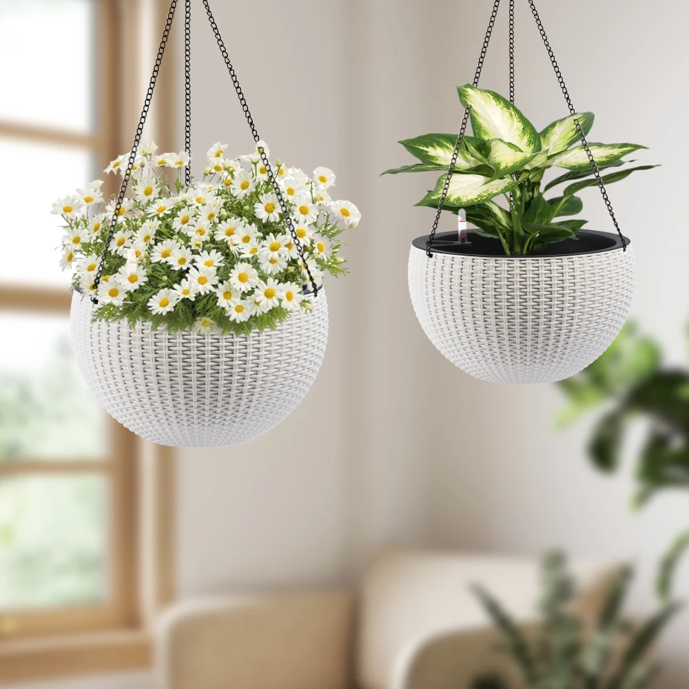 13.4in Self-Watering Hanging Rattan Planter: Large Capacity, Root-Rot Resistant, Water Level Indicator, Indoor/Balcony (2-Pack W
13.4in Self-Watering Hanging Rattan Planter: Large Capacity, Root-Rot Resistant, Water Level Indicator, Indoor/Balcony (2-Pack W