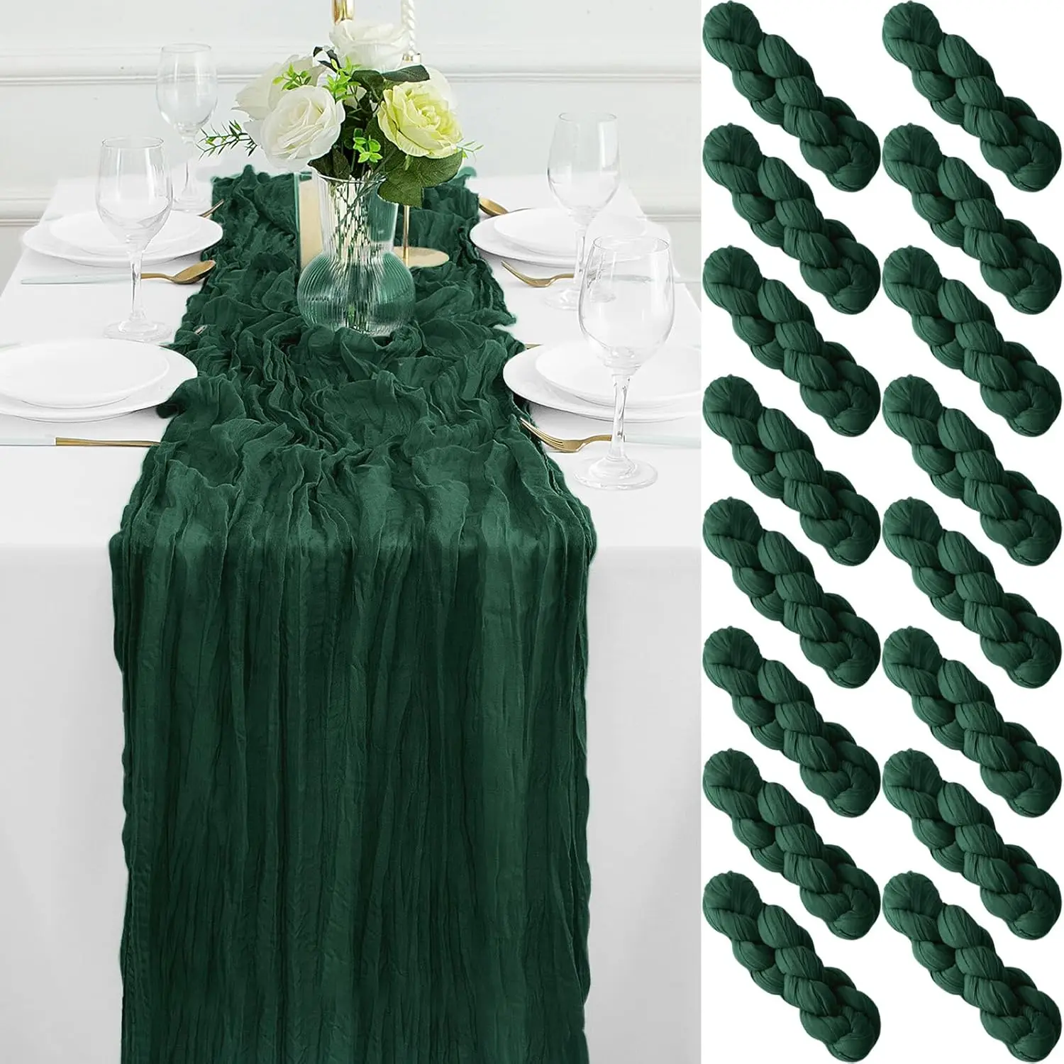 16Pcs Emerald Green Cheesecloth Table Runner 10FT Gauze Cheese Cloth Table Runner 35x120Inch Long Boho Spring Easter Table Runn
16Pcs Emerald Green Cheesecloth Table Runner 10FT Gauze Cheese Cloth Table Runner 35x120Inch Long Boho Spring Easter Table Runn