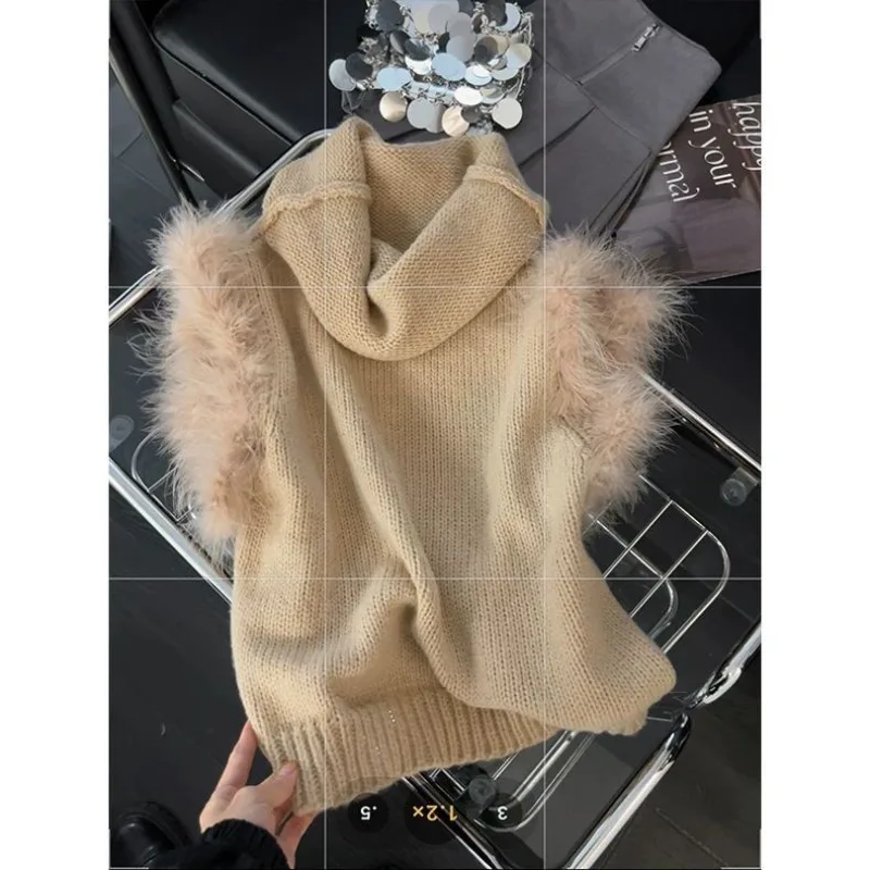 Feather Pile Collar Knitted Sweater Y2k Vintage Crop Top Chalecos Mujer Slim Autumn Colete Feminino Femme Vest for Women
Feather Pile Collar Knitted Sweater Y2k Vintage Crop Top Chalecos Mujer Slim Autumn Colete Feminino Femme Vest for Women