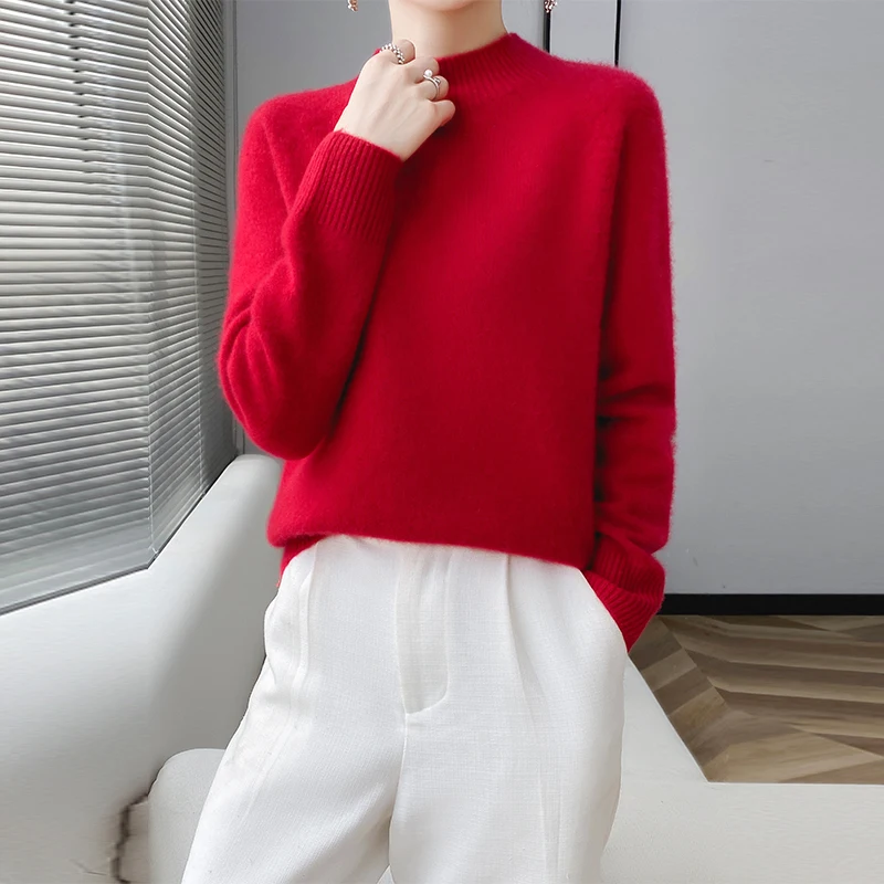 Basic Fashion Autumn Winter Women 100% Merino Wool Sweater Mock-Neck Cashmere Pullover Clothing Comfort Warm Top Casual Solid
Basic Fashion Autumn Winter Women 100% Merino Wool Sweater Mock-Neck Cashmere Pullover Clothing Comfort Warm Top Casual Solid