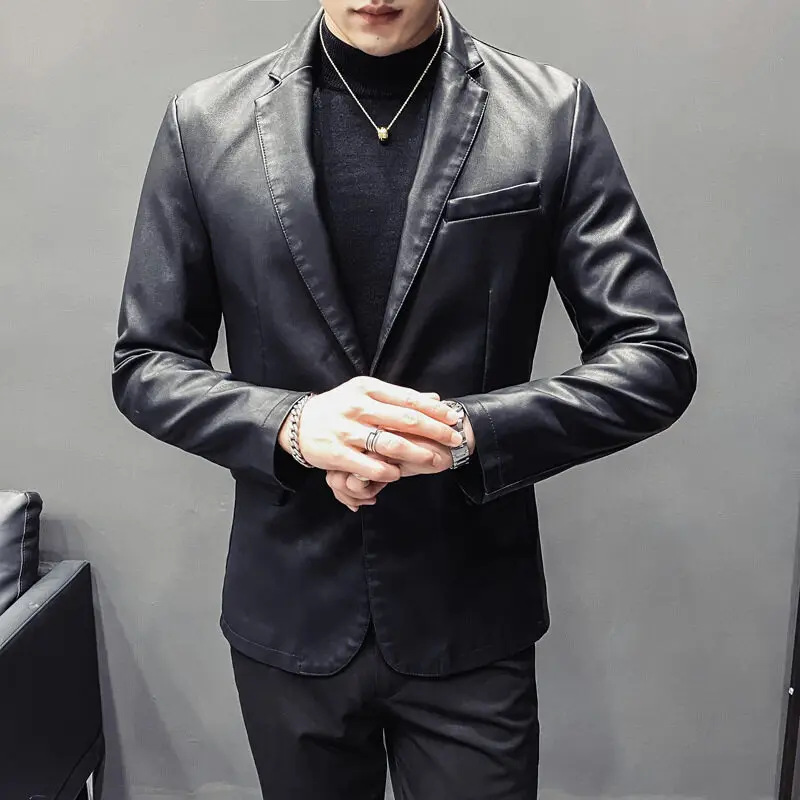 Slim Coat Moto Biker Leather Jacket Mens Casual Leather Jacket Men Solid Color Business Suit Collar Business Faux Leather Coat
Slim Coat Moto Biker Leather Jacket Mens Casual Leather Jacket Men Solid Color Business Suit Collar Business Faux Leather Coat