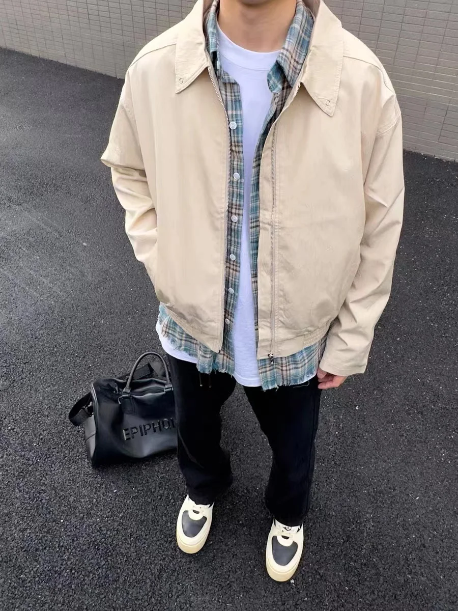 American Retro High Street Pleated Design Jaet Outerwear Casual Loose ex Spring Autumn Top for Men And Women
American Retro High Street Pleated Design Jaet Outerwear Casual Loose ex Spring Autumn Top for Men And Women