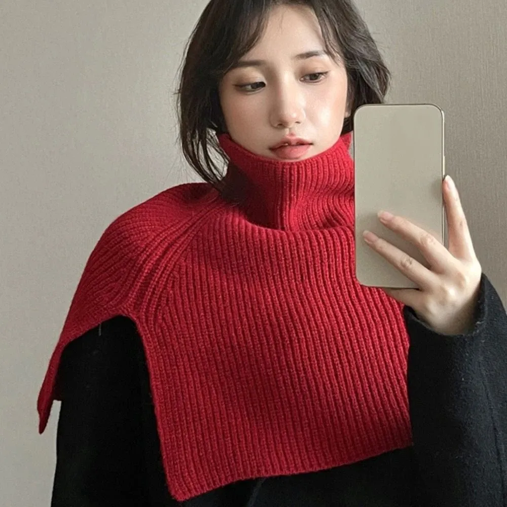 Pullover Knitted Shawl Thicken Irregular High Neck Scarf Solid Color Cloak Women Winter Shawl Clothes Decoration Accessories
Pullover Knitted Shawl Thicken Irregular High Neck Scarf Solid Color Cloak Women Winter Shawl Clothes Decoration Accessories